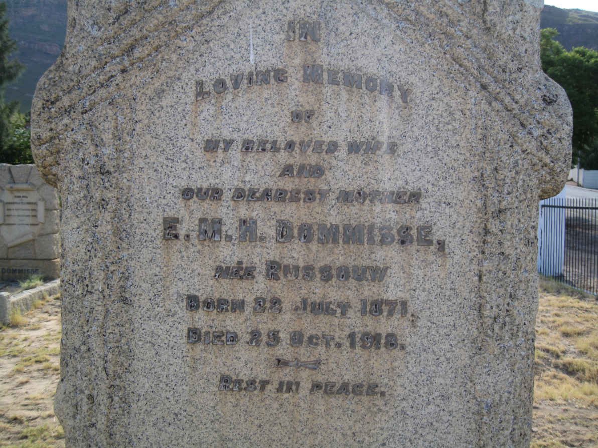 DOMMISSE E.M.H. nee RUSSOUW  1871-1918