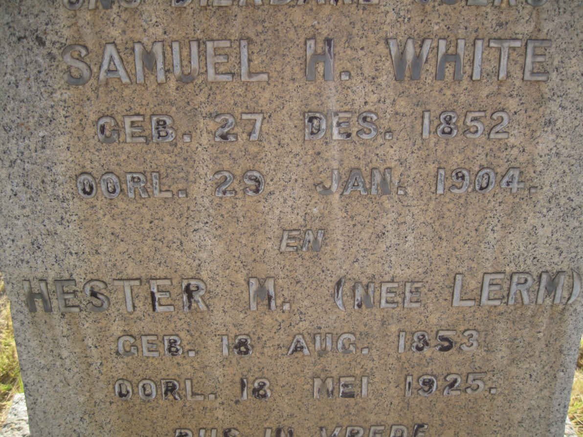 WHITE Samuel H. 1852-1904 &amp; Hester M. LERM 1853-1925