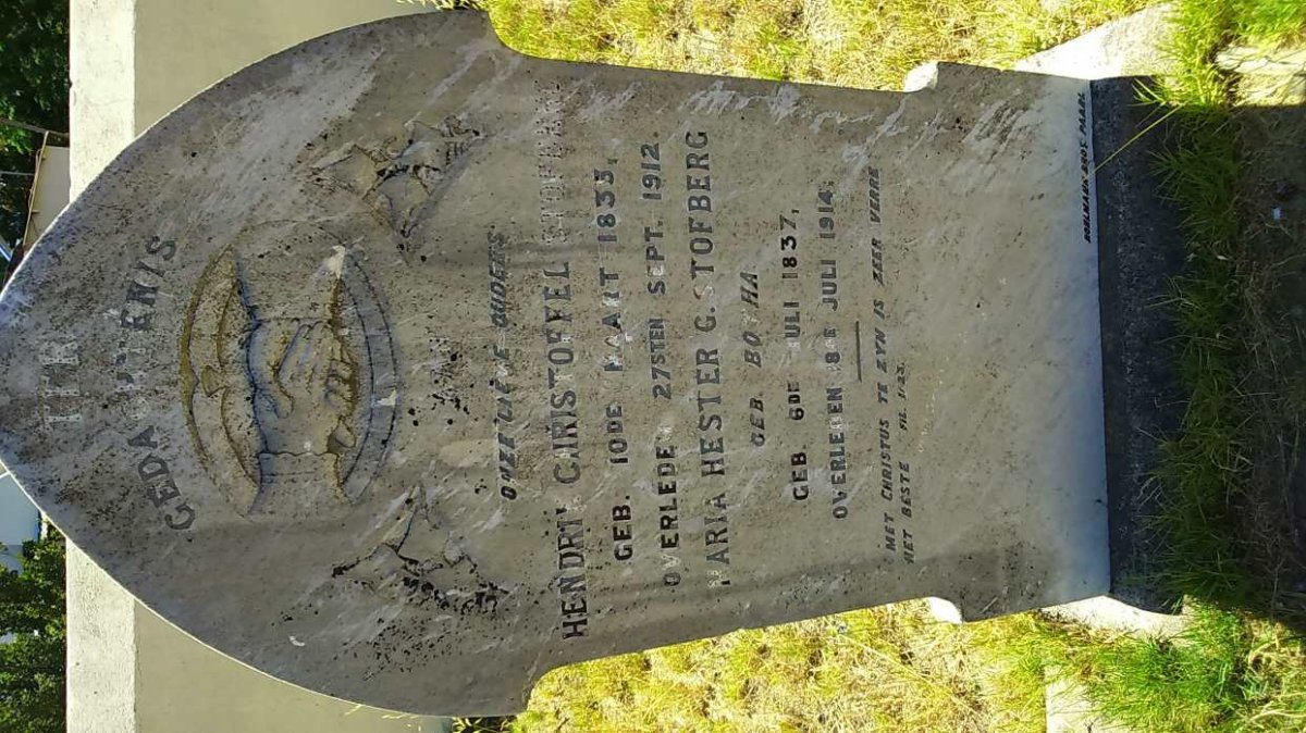 STOFBERG Hendrik Christoffel 1833-1912 &amp; Maria Hester G. nee BOTHA 1837-1914
