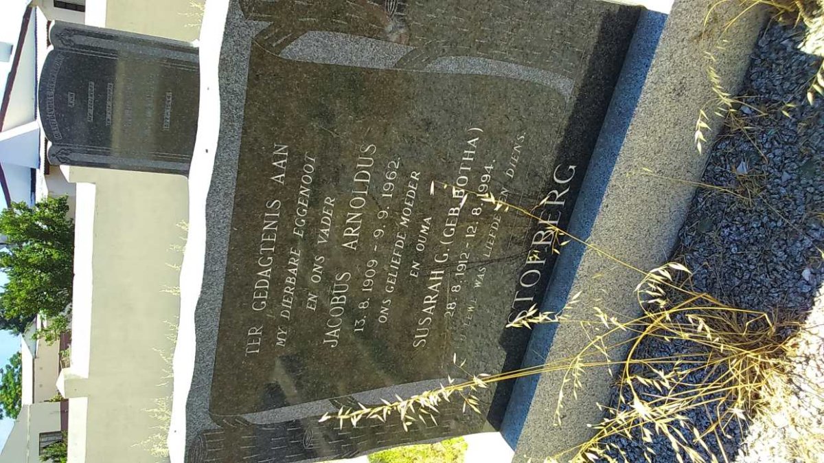 STOFBERG Jacobus Arnoldus 1909-1962 &amp; Susarah G. BOTHA 1912-1994