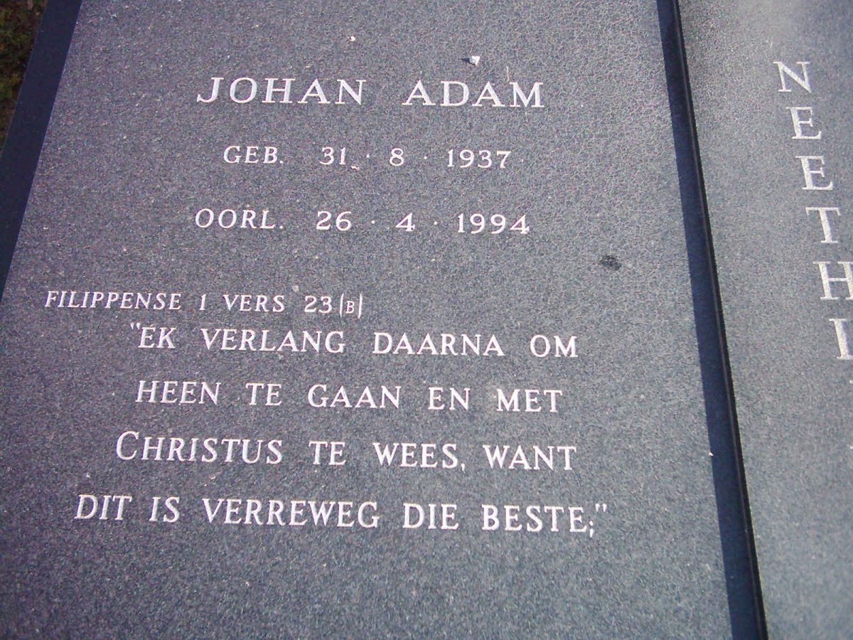 NEETHLING Johan Adam 1937-1994
