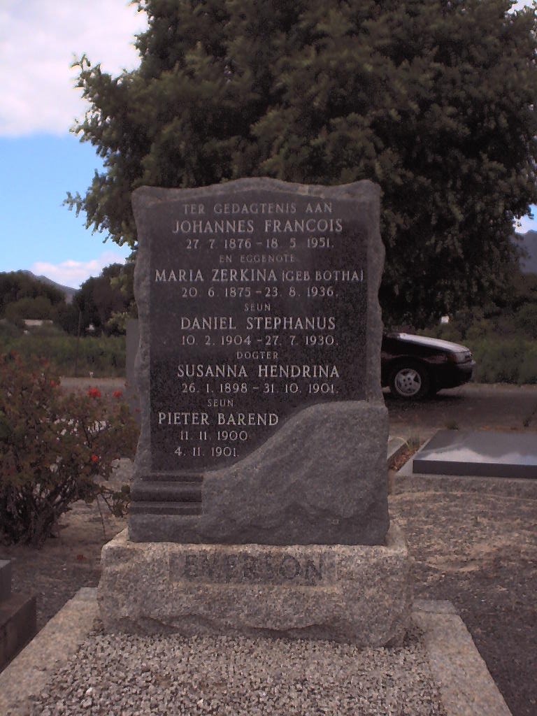 EVERSON Johannes Francois 1876-1951 &amp; Maria Zerkina BOTHA 1875-1936