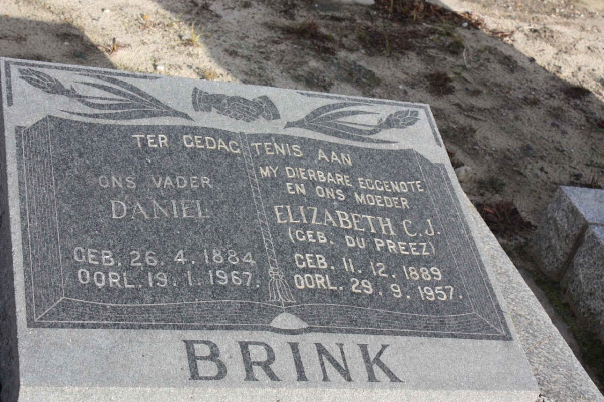 BRINK Daniel 1884-1967 &amp; Elizabeth C.J. DU PREEZ 1889-1957