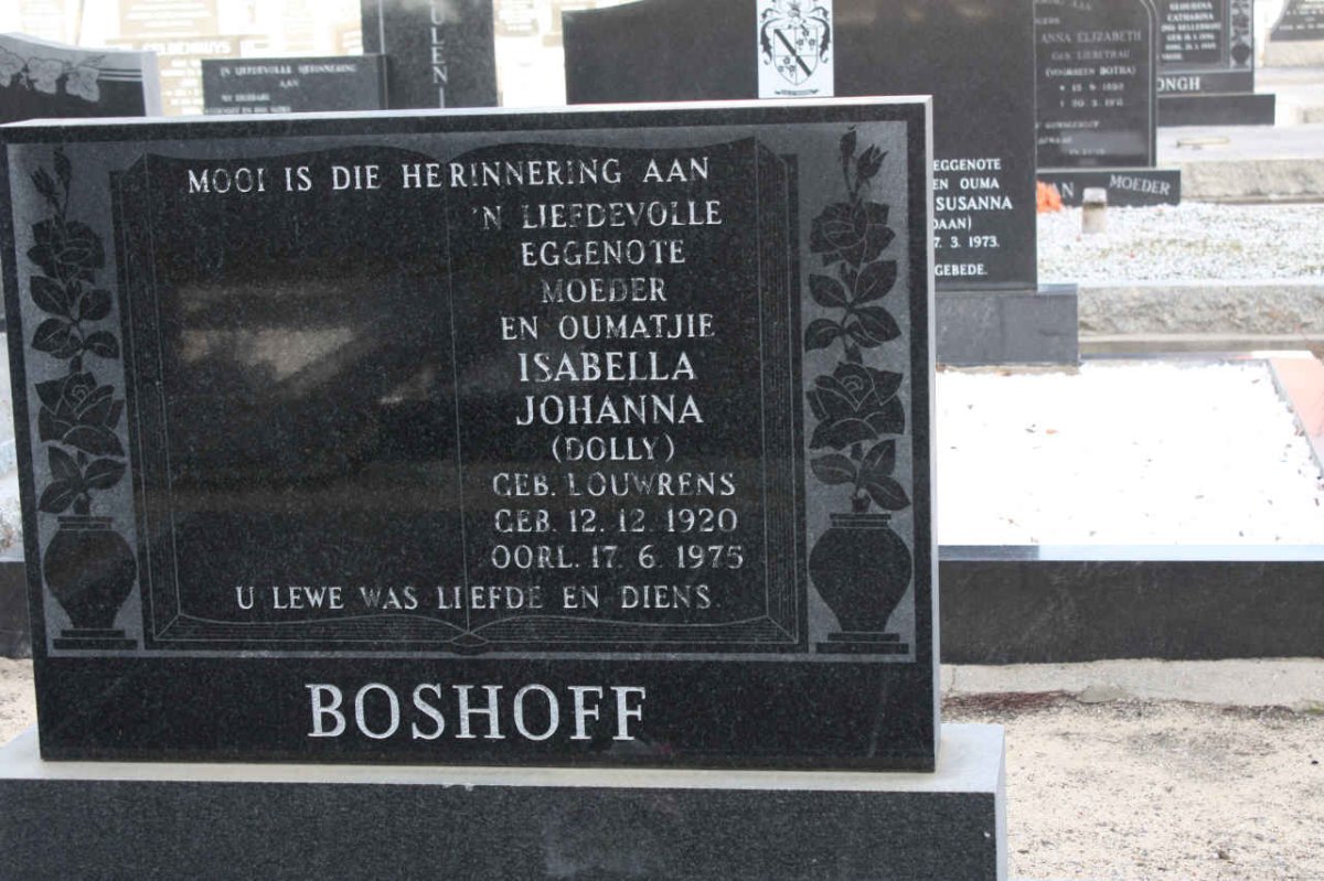 BOSHOFF Isabella Johanna nee LOUWRENS 1920-1975