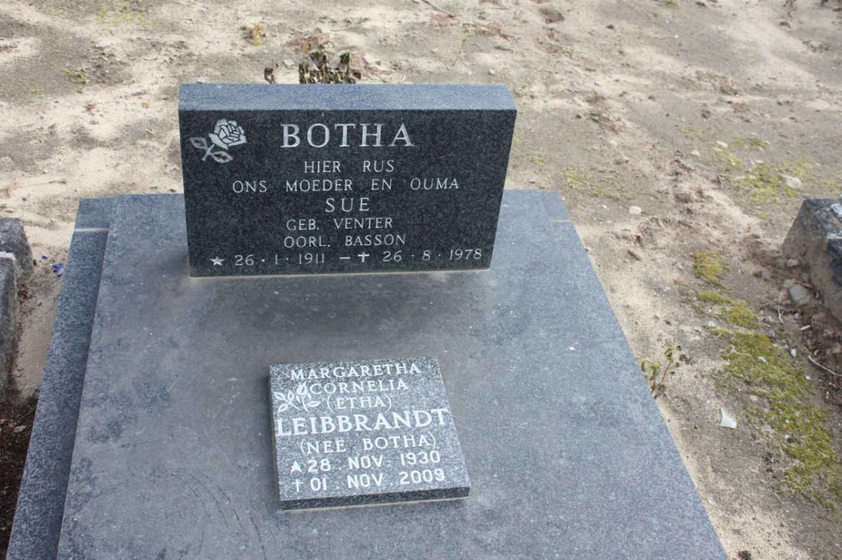 BASSON Sue nee VENTER 1911-1978 :: LEIBBRANDT Margaretha Cornelia nee BOTHA 1930-2009