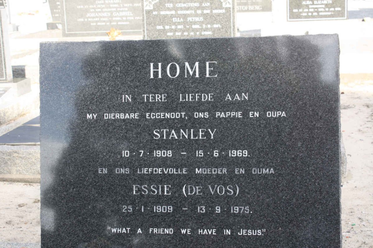 HOME Stanley 1908-1969 &amp; Essie DE VOS 1909-1975