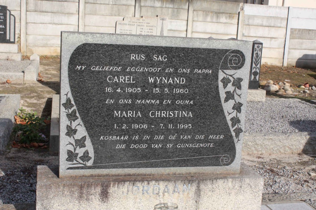 JORDAAN Carel Wynand 1905-1960 &amp; Maria Christina 1906-1995