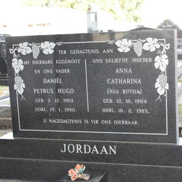 JORDAAN Daniel Petrus Hugo 1903-1980 &amp; Anna Catharina BOTHA 1904-1983