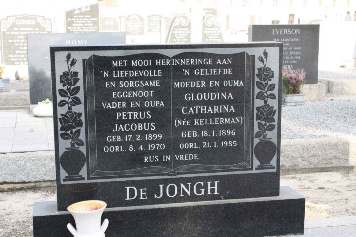 JONGH Petrus Jacobus, de 1899-1970 &amp; Gloudina Catharina KELLERMAN 1896-1985