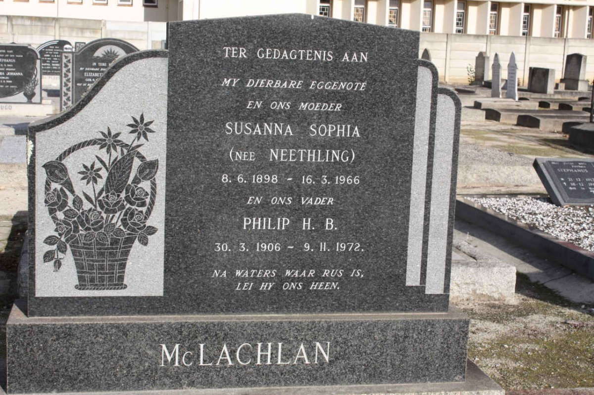 Mc LACHLAN Philip H.B. 1906-1972 &amp; Susanna Sophia NEETHLING 1898-1966