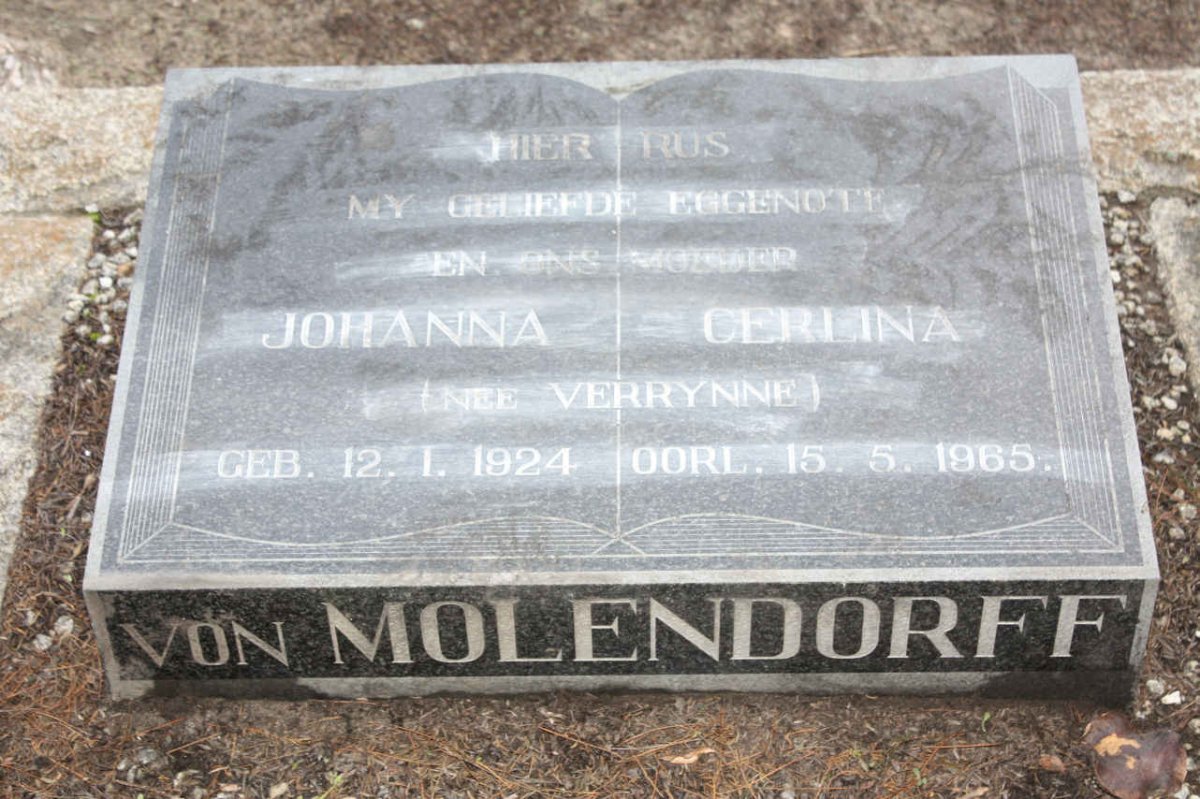 MOLENDORFF Johanna Cerlina, von nee VERRYNNE 1924-1965