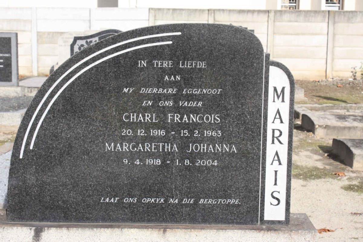 MARAIS Charl Francois 1916-1963 &amp; Margretha Johanna 1918-2004