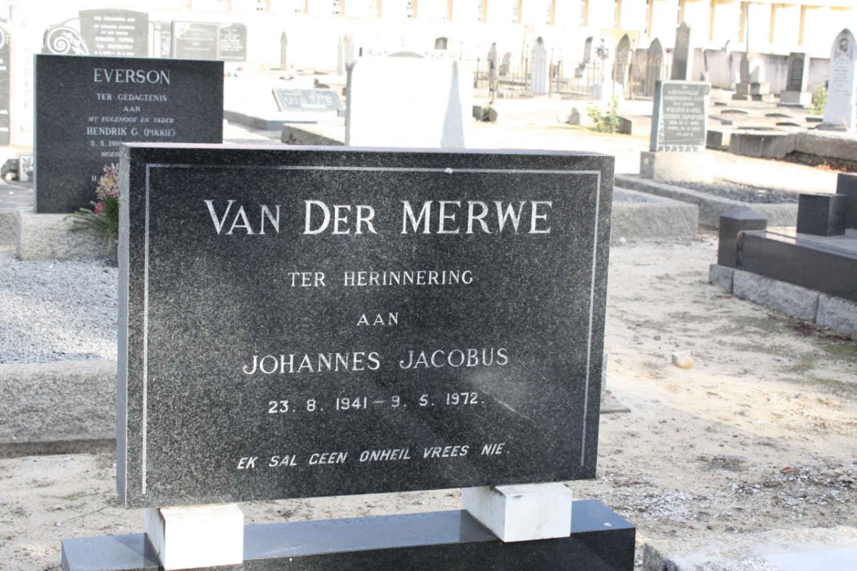 MERWE Johannes Jacobus, van der 1941-1972