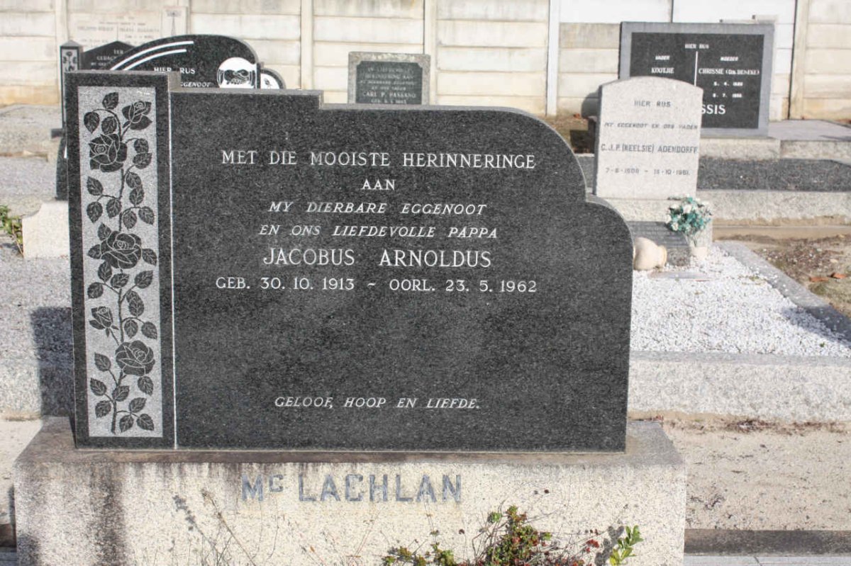 Mc LACHLAN Jacobus Arnoldus 1913-1962