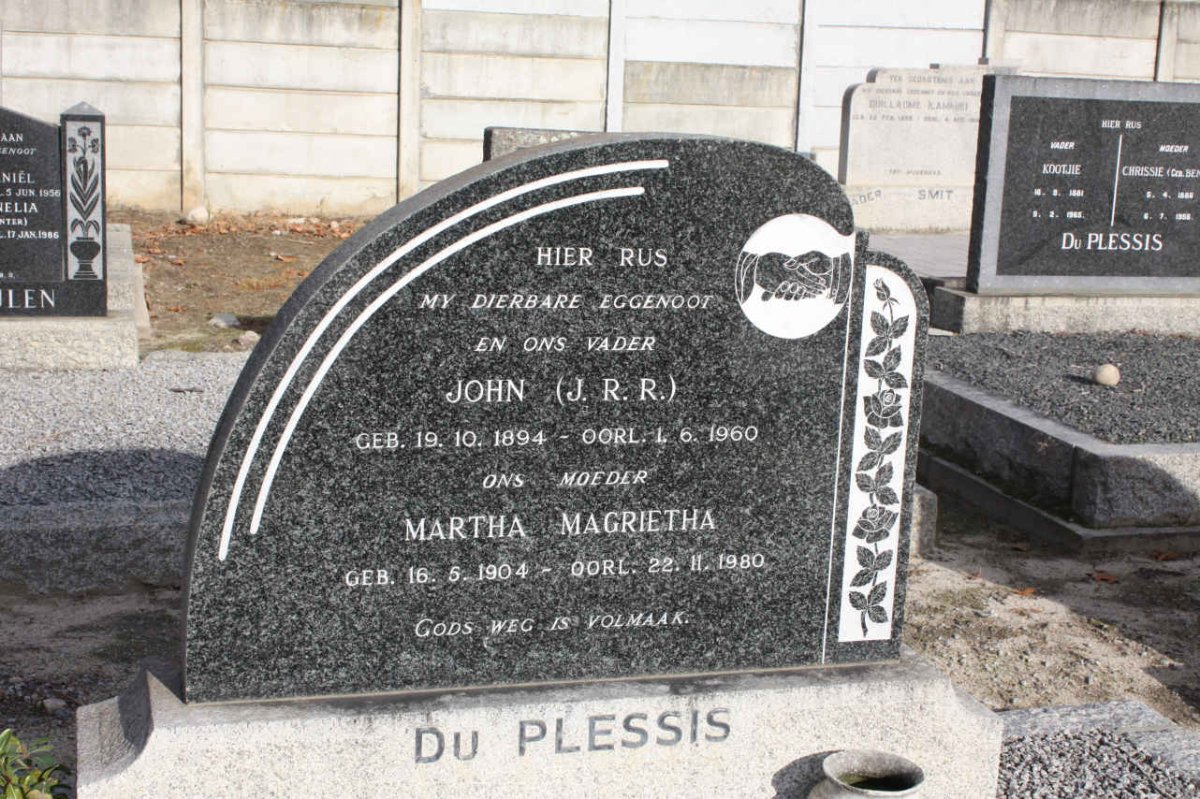 PLESSIS J.R.R., du 1894-1960 &amp; Martha Magrietha 1904-1980