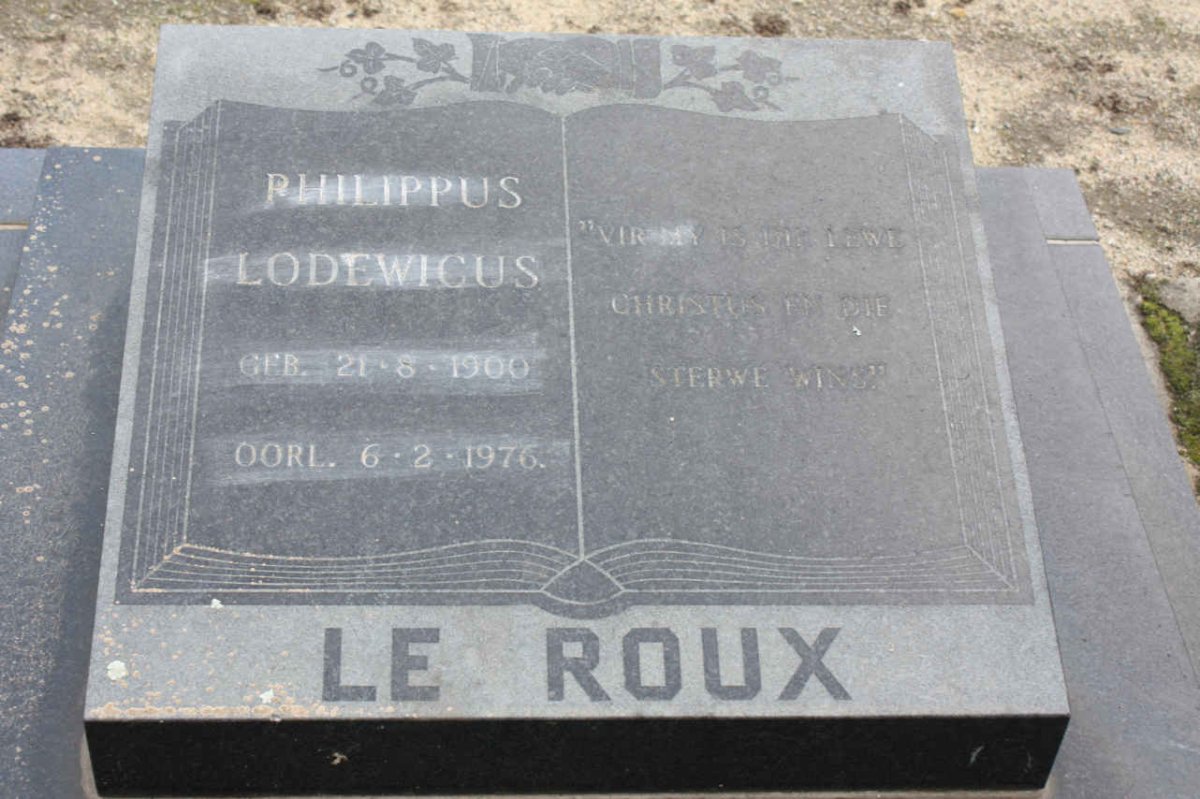 ROUX Philippus Lodewicus, le 1900-1976
