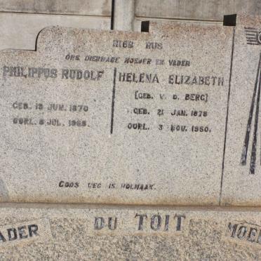 TOIT Philippus Rudolf, du 1870-1968 &amp; Helena Elizabeth V.D. BERG 1878-1950