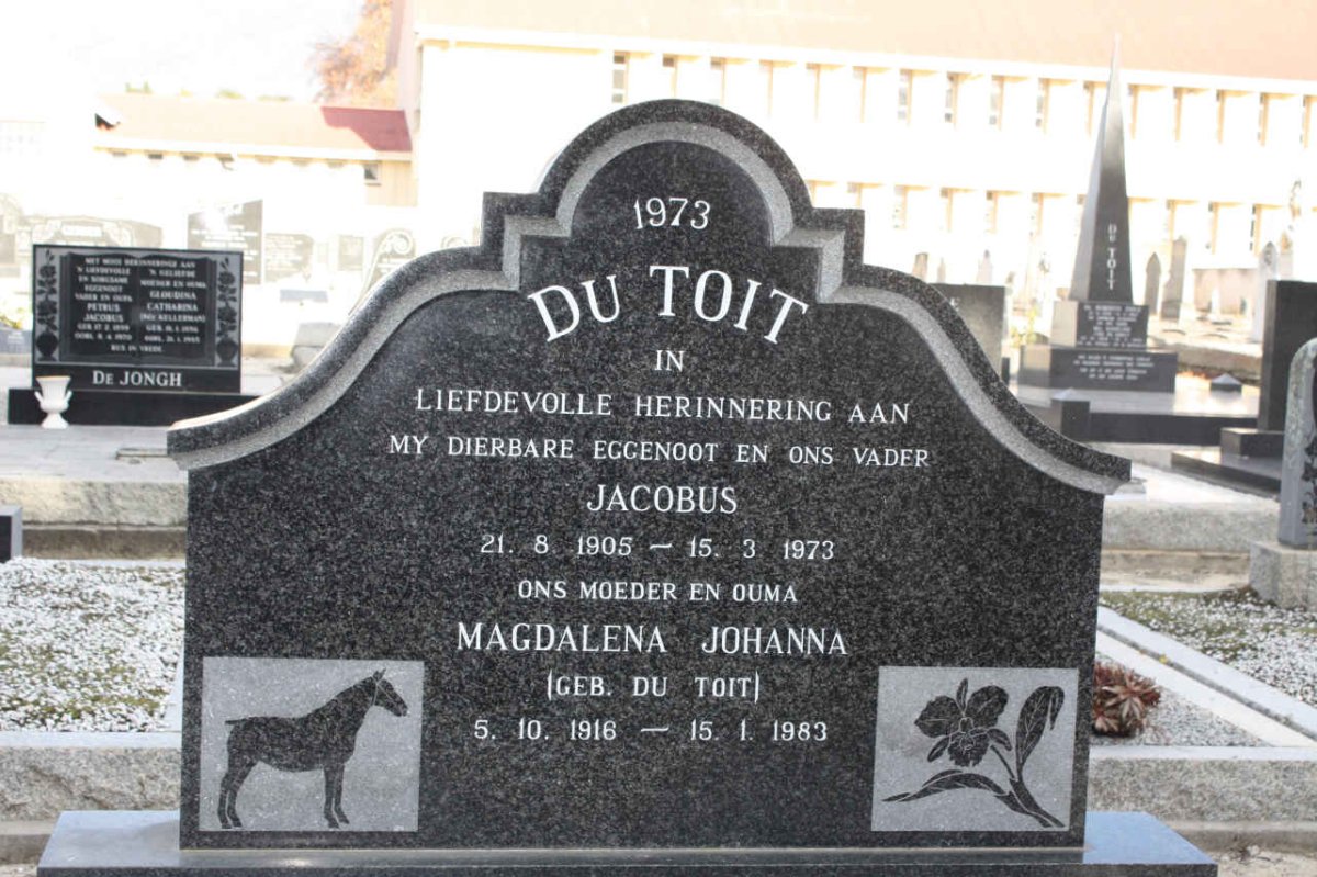 TOIT Jacobus, du 1905-1973 &amp; Magdalena Johanna DU TOIT 1916-1983 