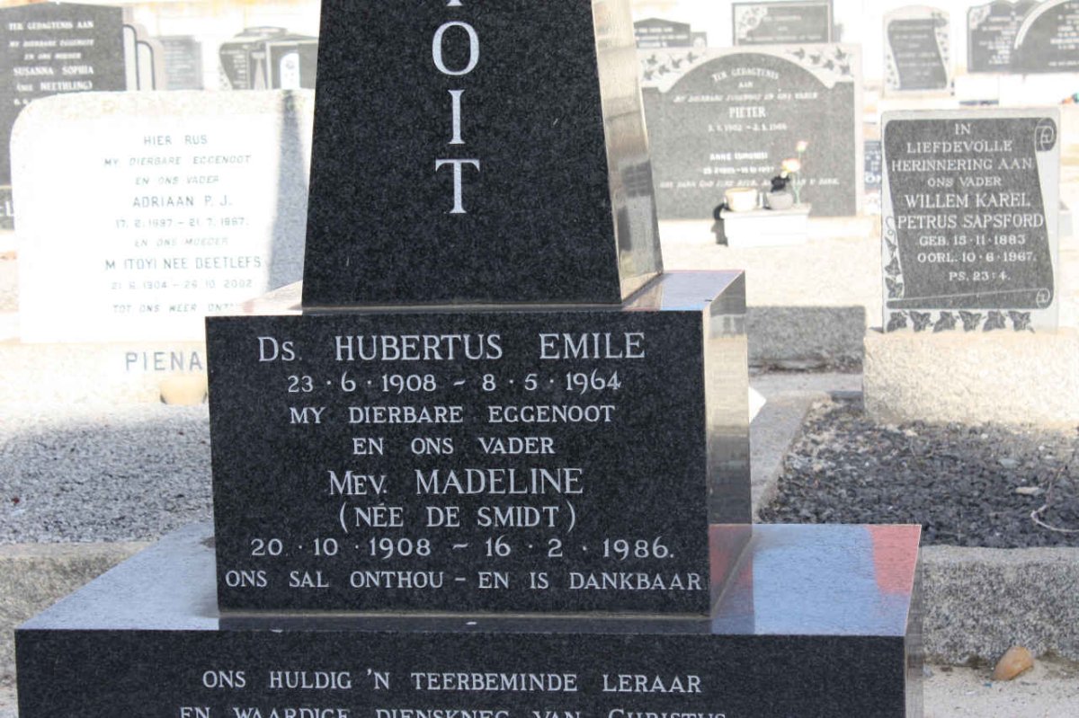 TOIT Hubertus Emile, du 1908-1964 &amp; Madeline DE SMIDT 1908-1986