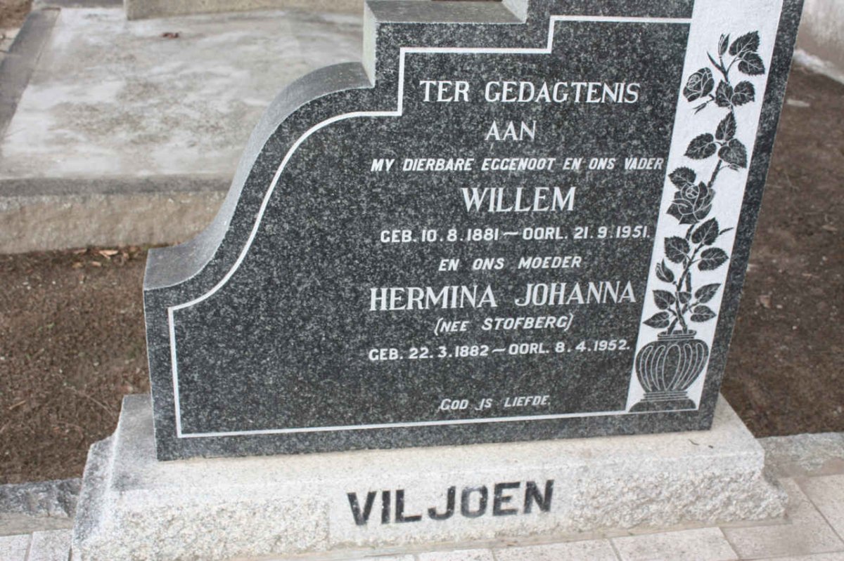 VILJOEN Willem 1881-1951 &amp; Hermina Johanna STOFBERG 1882-1952