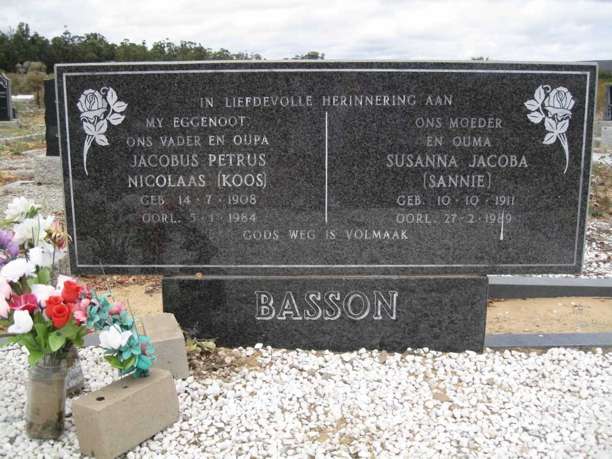 BASSON Jacobus Petrus Nicolaas 1908-1984 &amp; Susanna Jacoba 1911-1989