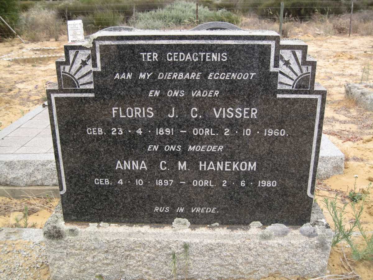 VISSER Floris J.C 1891-1960 &amp; Anna C.M HANEKOM 1897-1980