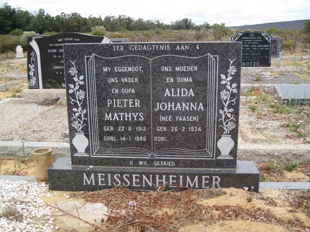 MEISSENHEIMER Pieter Matthys 1912-1986 &amp; Alida Johanna FAASEN 1934-
