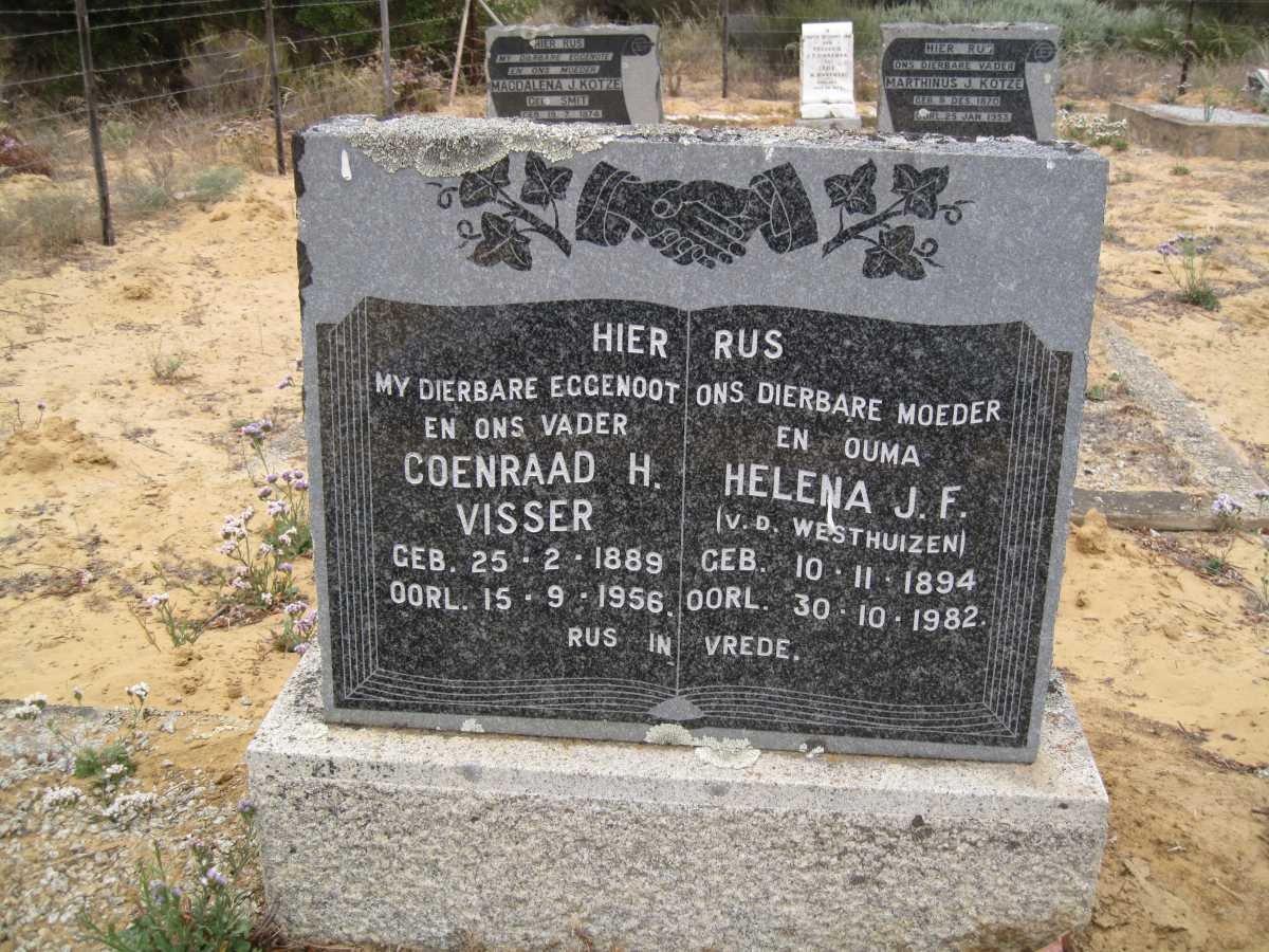VISSER Coenraad H. 1889-1956 &amp; Helena J.F VAN DER WESTHUIZEN 1894-1982