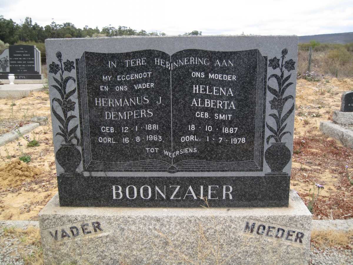 BOONZAIER Hermanus J. Dempers 1881-1963 &amp; Helena Alberta SMIT 1887-1978