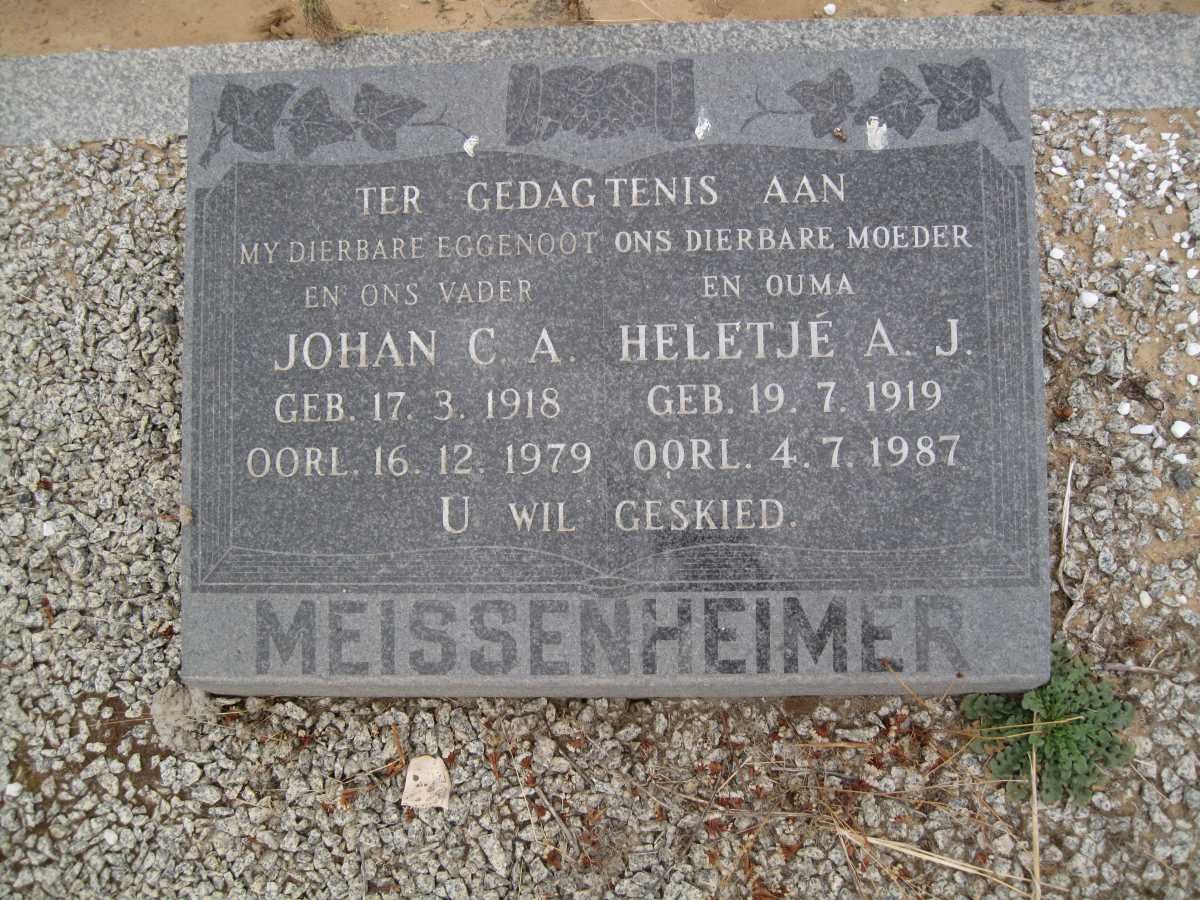MEISSENHEIMER Johan C.A. 1918-1979 &amp; Heletjé A.J. 1919-1987
