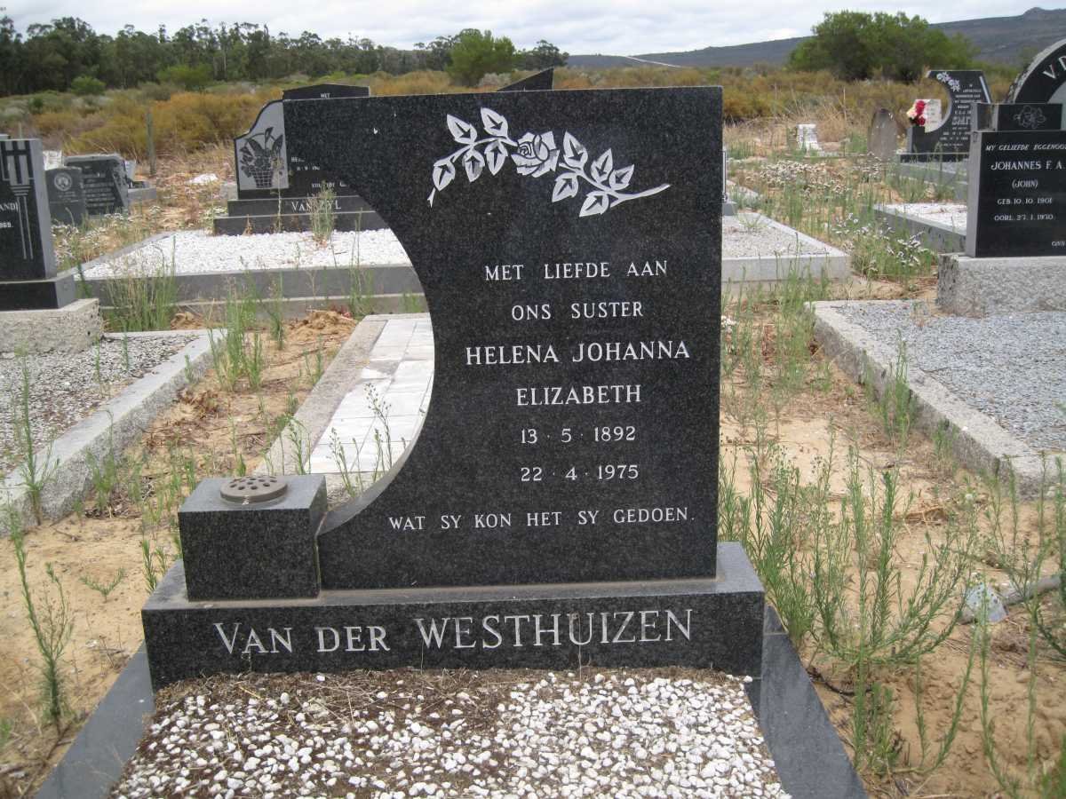 WESTHUIZEN Helena Johanna Elizabeth, van der 1892-1975