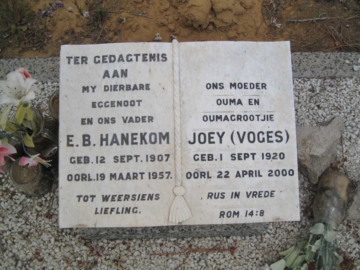 HANEKOM E.B. 1907-1957 &amp; Joey VOGES 1920-2000