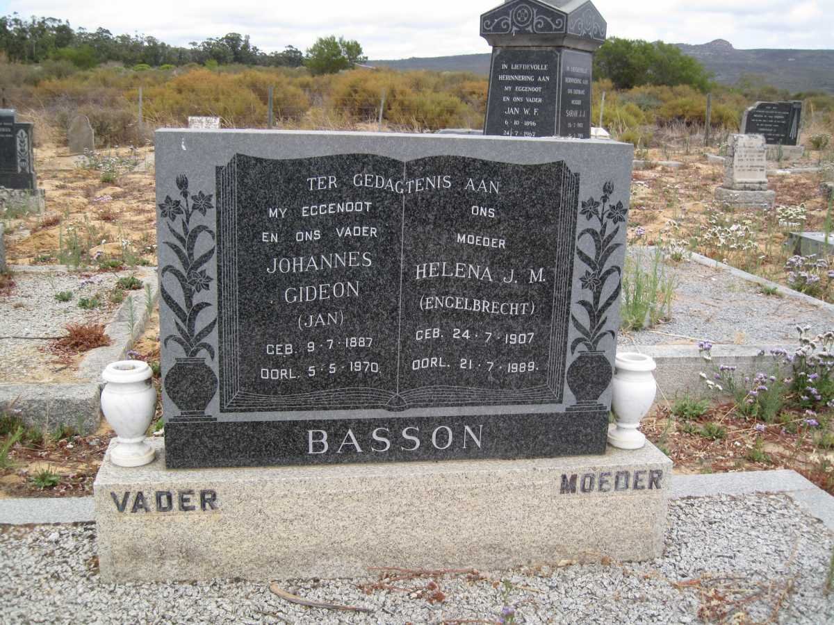 BASSON Johannes Gideon 1887-1970 &amp; Helena J.M. ENGELBRECHT 1907-1989