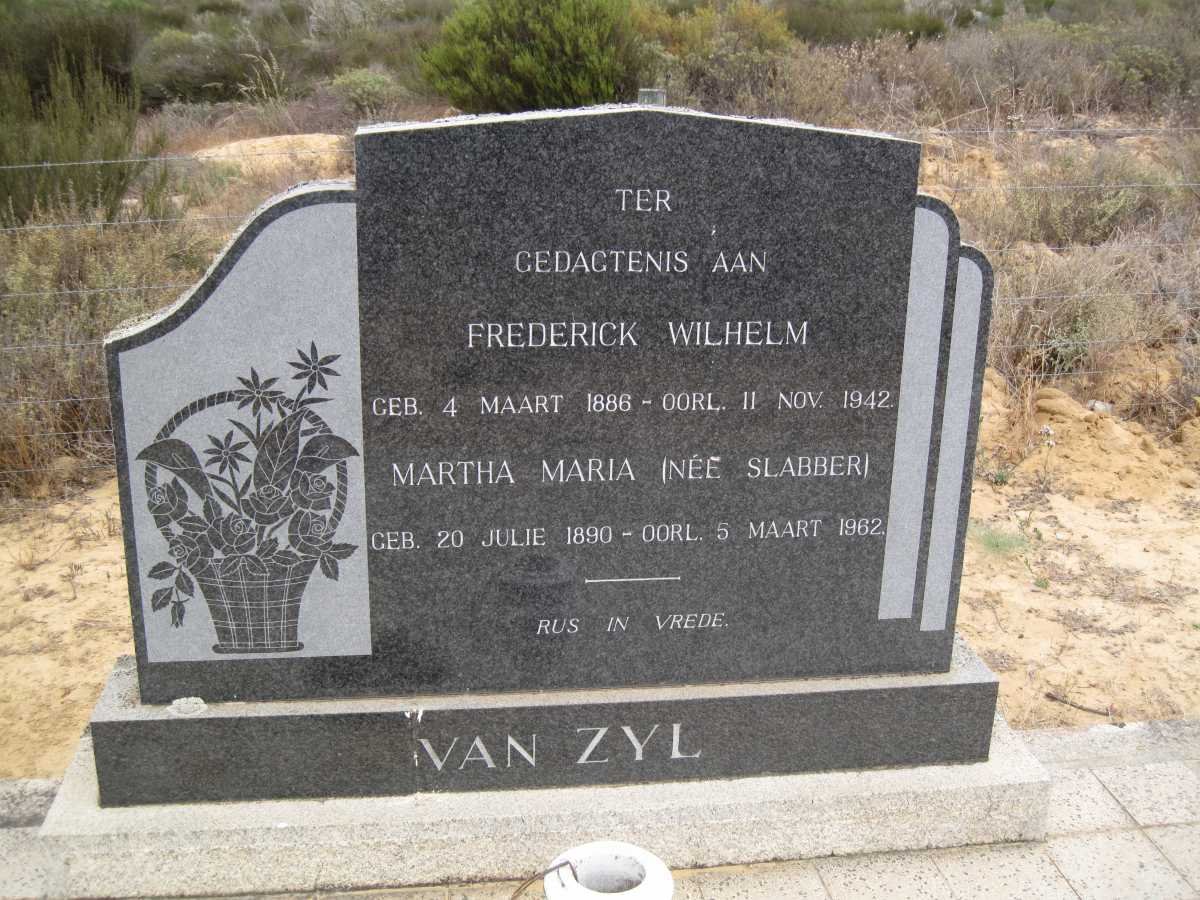 ZYL Frederick Wilhelm, van 1886-1942 &amp; Martha Maria SLABBER 1890-1962