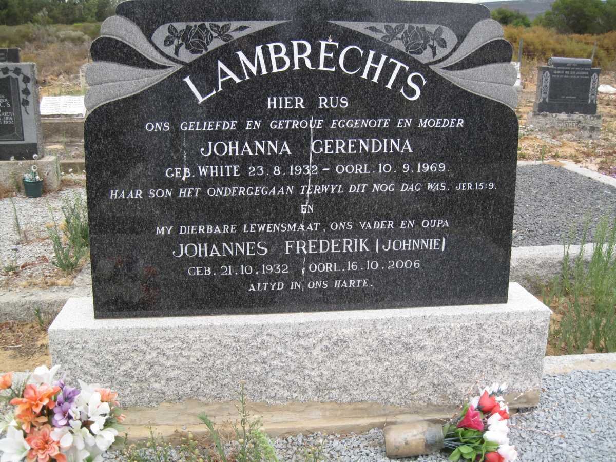 LAMBRECHTS Johannes Frederik 1932-2006 &amp; Johanna Gerendina 1932-1969