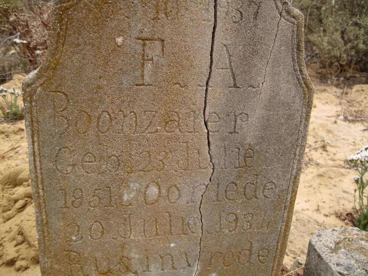 BOONZAIER F.A. 1851-1934