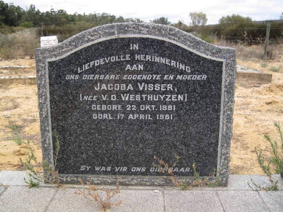 VISSER Jacoba nee VAN DER WESTHUYZEN 1891-1951