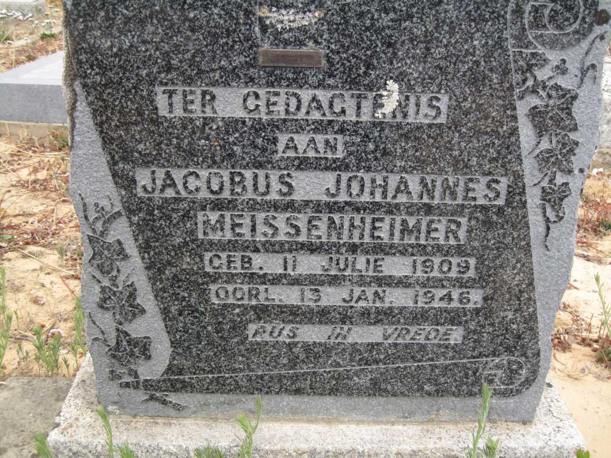 MEISSENHEIMER Jacobus Johannes 1909-1946