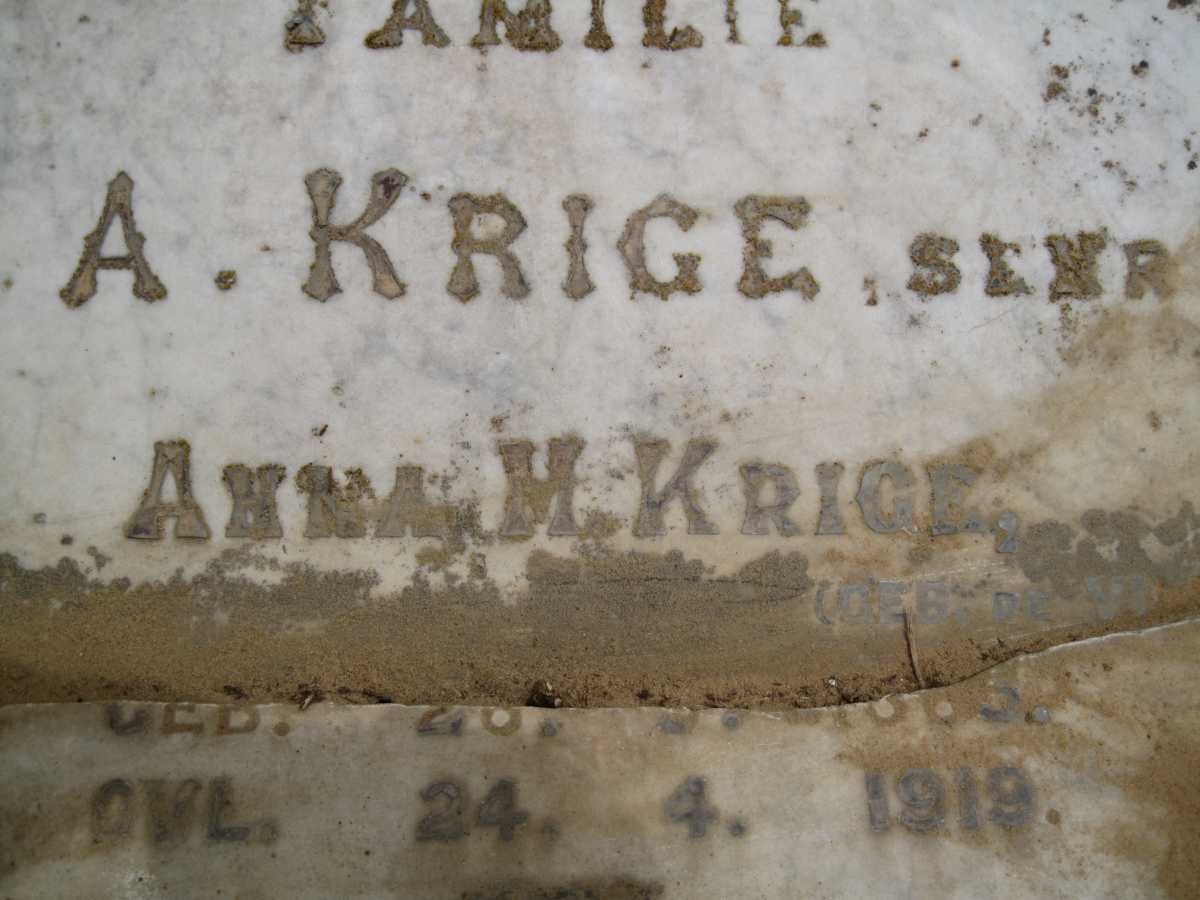 KRIGE Anna M. 18??-1919