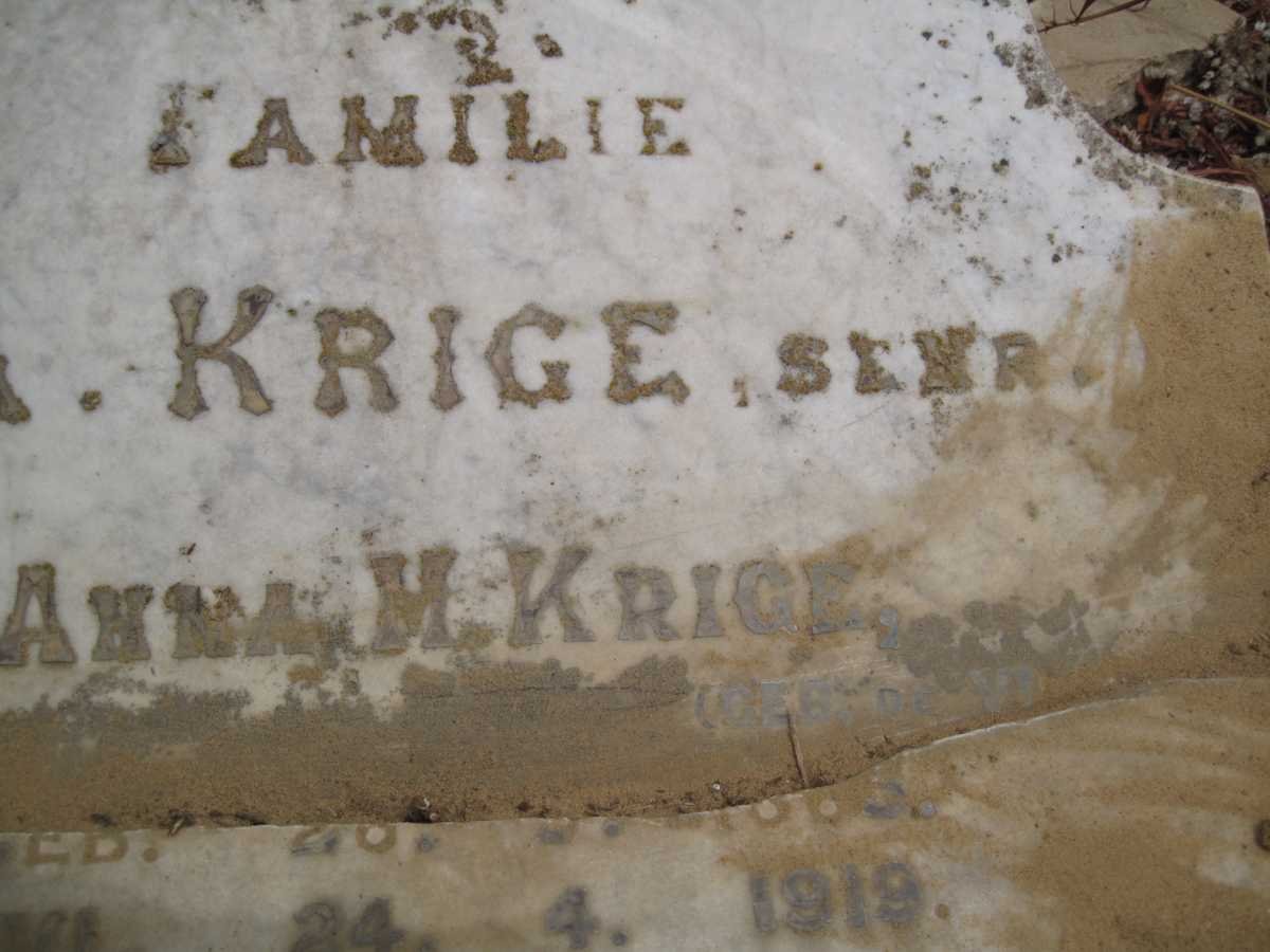 KRIGE Anna M. 18??-1919