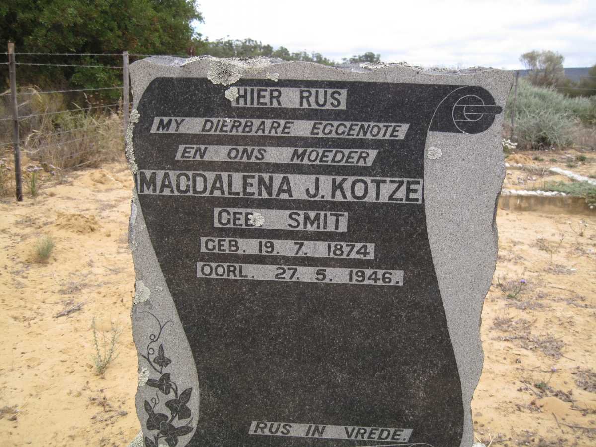 KOTZE Magdalena J. nee SMIT 1874-1946
