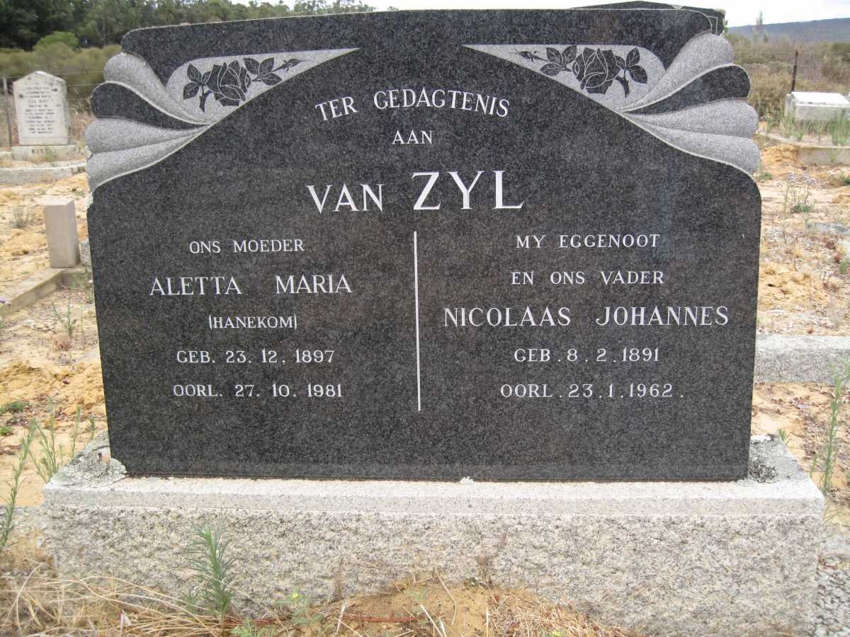 ZYL Nicolaas Johannes, van 1891-1962 &amp; Aletta Maria HANEKOM 1897-1981