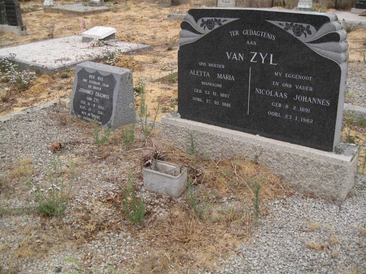 ZYL Nicolaas Johannes, van 1891-1962 &amp; Aletta Maria HANEKOM 1897-1981 :: VAN ZYL Johannes Erasmus 1920-1961