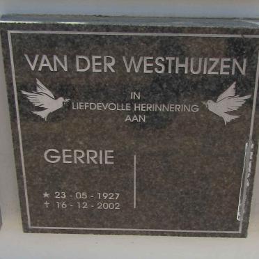 WESTHUIZEN Gerrie, van der 1927-2002