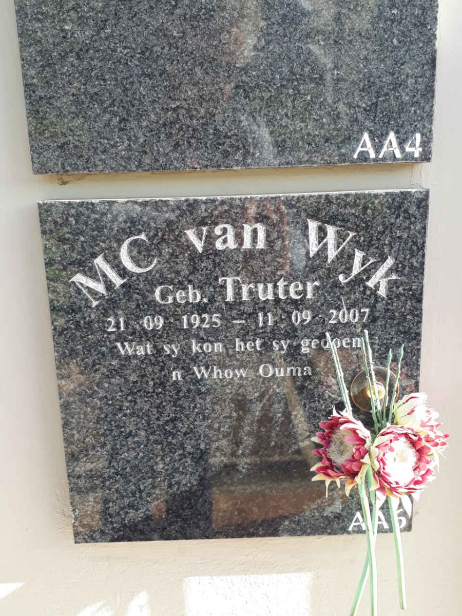 WYK M.C., van nee TRUTER 1925-2007