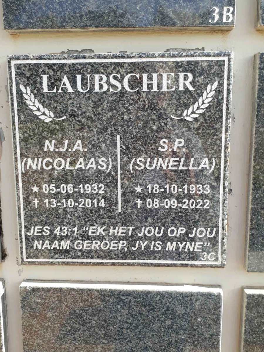 LAUBSCHER N.J.A. 1932-2014 &amp; S.P. 1933-2022