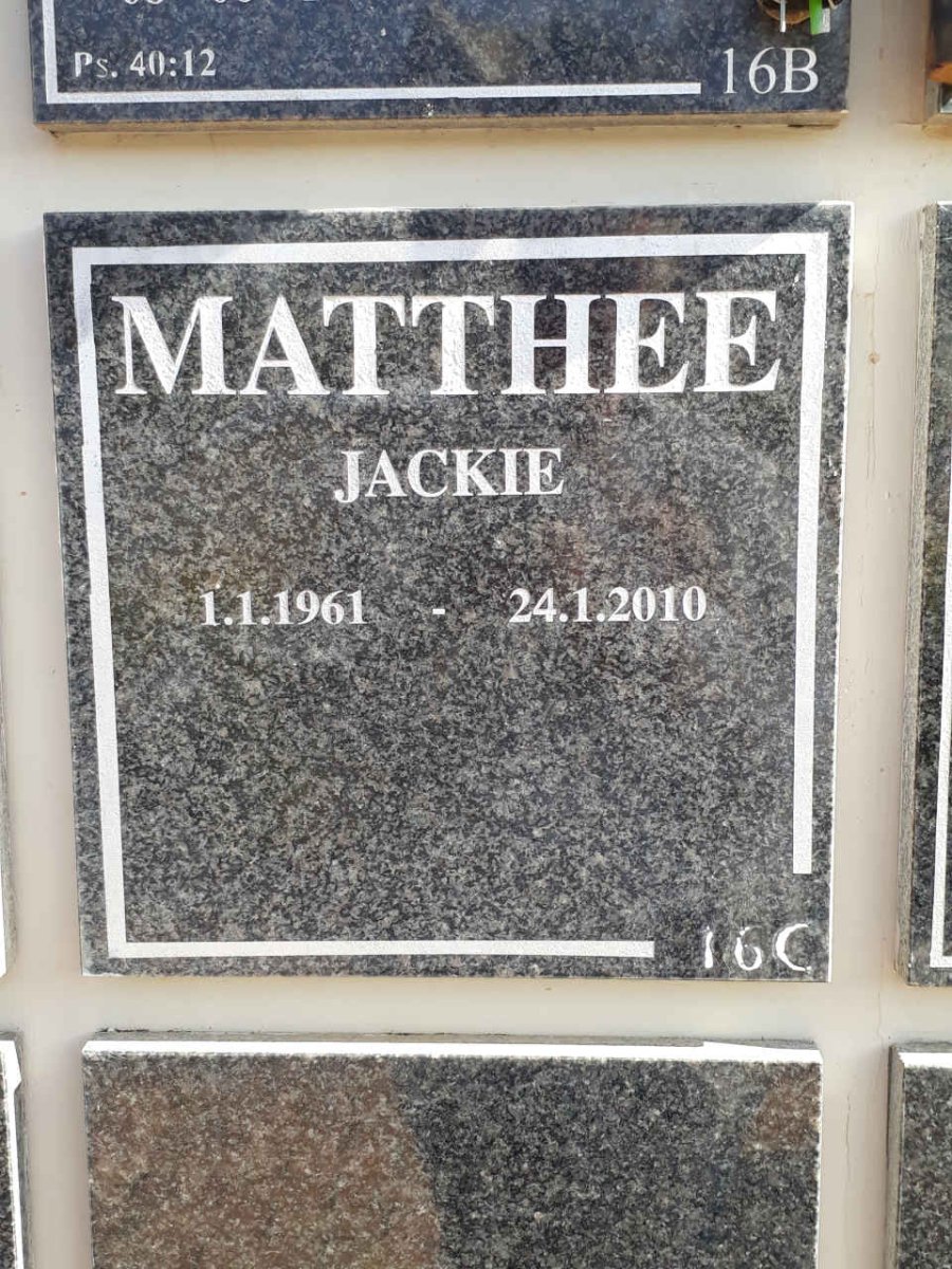 MATTHEE Jackie 1961-2010