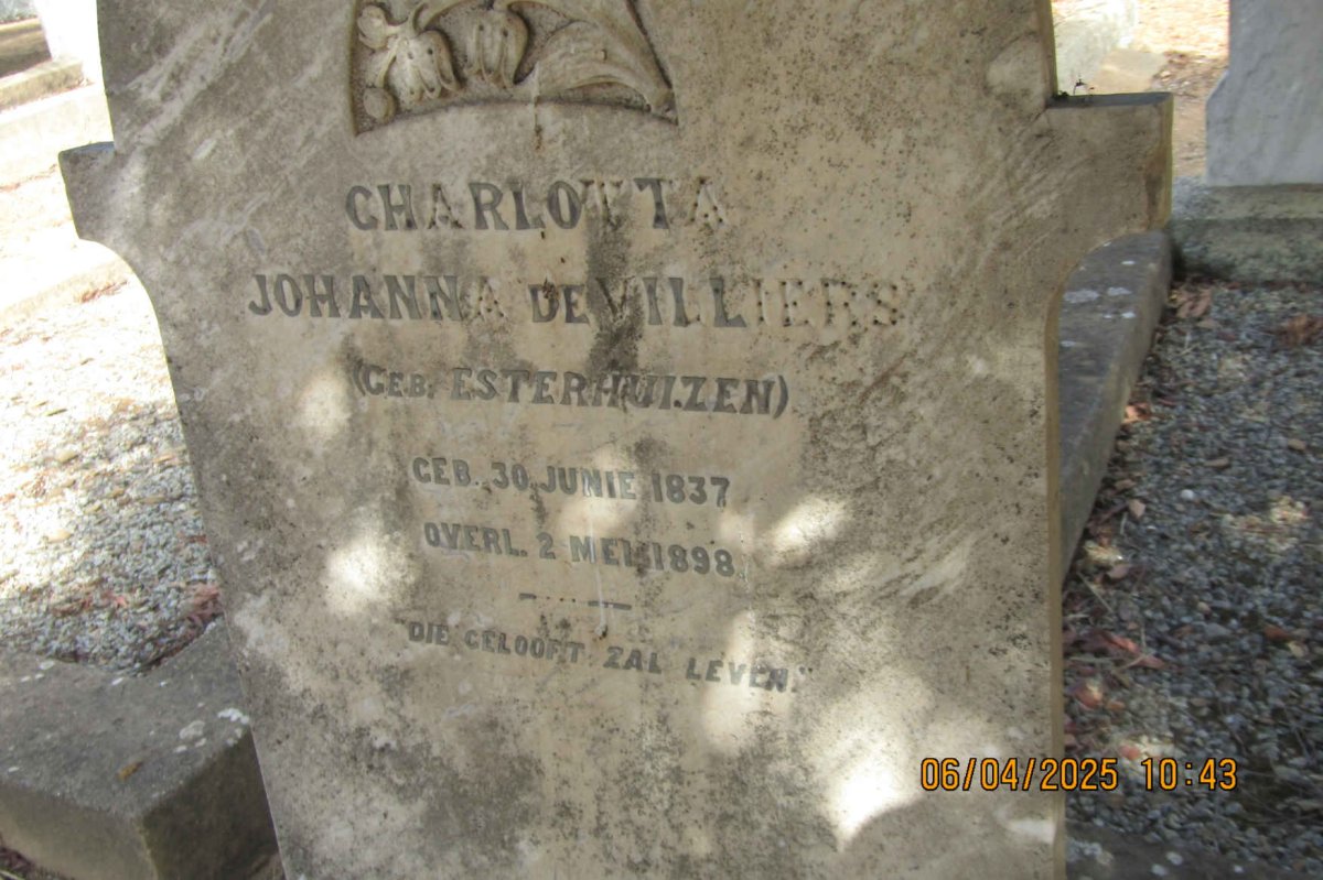 VILLIERS Charlotta Johanna, de nee ESTERHUIZEN 1837-1898