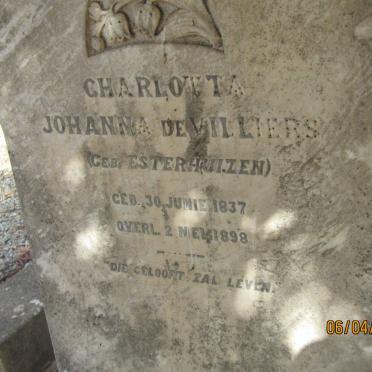 VILLIERS Charlotta Johanna, de nee ESTERHUIZEN 1837-1898