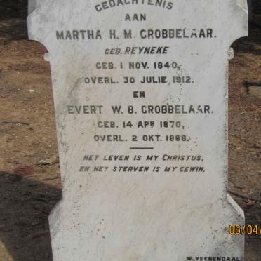 GROBBELAAR Evert W.B. 1870-1888 :: GROBBELAAR Martha H.M. nee REYNECKE 1840-1912